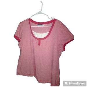 Croft & Barrow shirt L red and white stripe